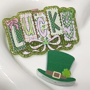 St Patricks Day Flatback Focal Bead Irish Lucky Badge Keychain Crafts Beaded Pen